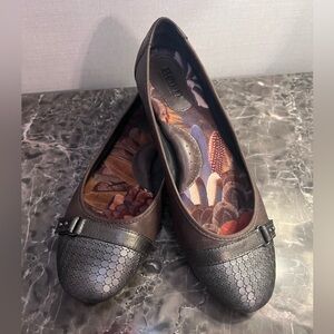 Born Brown and Gray Leather Flats with Textured Design